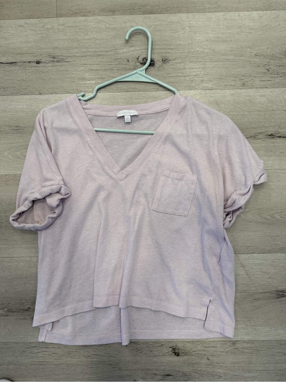 Beyond Yoga Light Lavender V-Neck Pocket Tee